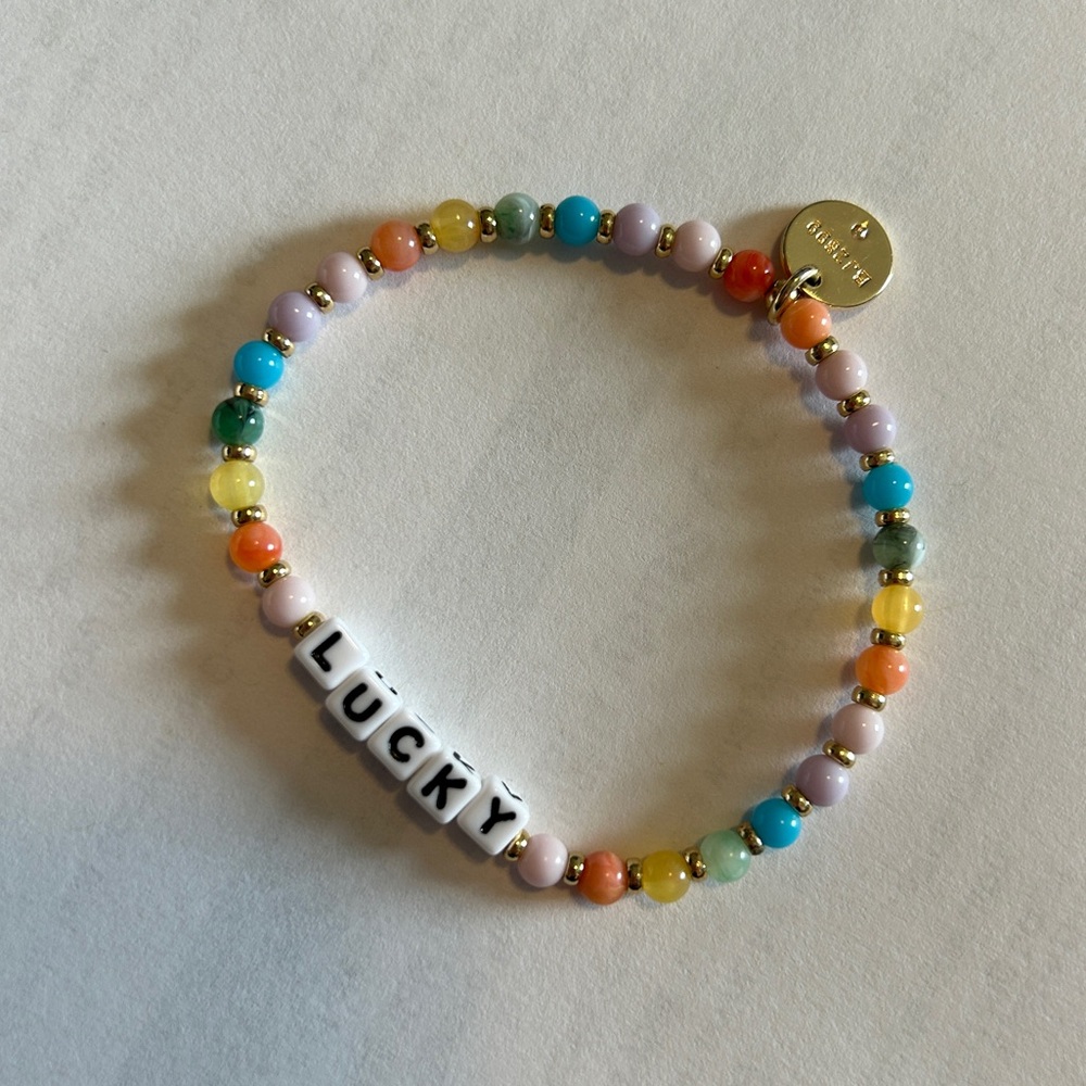Little Words Project “Lucky” Rainbow Beaded Bracelet